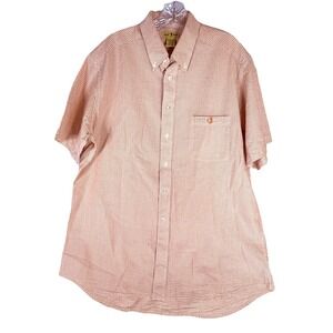 Duck Head Orange White Stripe Button Down Shirt Mens‎ Medium Cotton Shirt Sleeve